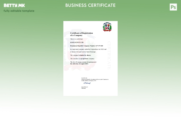 Модерен стил Доминиканска Република сертификат за регистрација Шаблон за Word и 